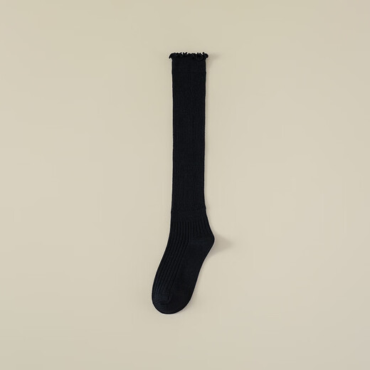 Autumn and winter new style fungus hem socks for women, high elasticity and comfort, Japanese style lace leg socks, black, one size fits all