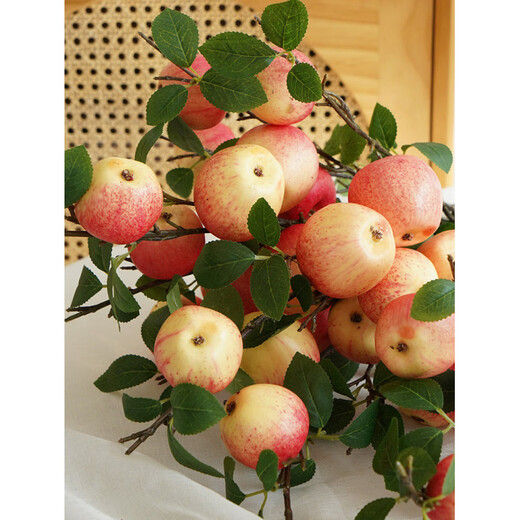 Fruit Apple Artificial Flower Living Room Decoration Fruit Branches Green Plants Gardening Vase Flower Arrangement Decoration and 4 Yellow Apricots 5 Branches
