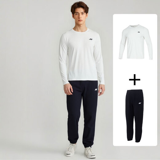 Skechers Men's 2026 Summer Sports Long Sleeve Suit Daily Running Breathable Fitness Two-piece Set P225M287-0019+P224M124-03K8 S