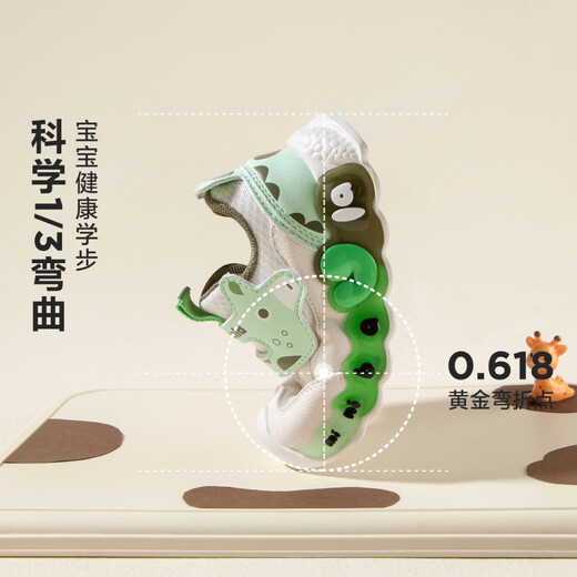 Minibala (minibala) 50% off children's shoes and children's sports shoes spring new boys' light shoes for girls and babies shock-absorbing wear-resistant and breathable white green size 22 suitable for feet length 13.3-13.8cm