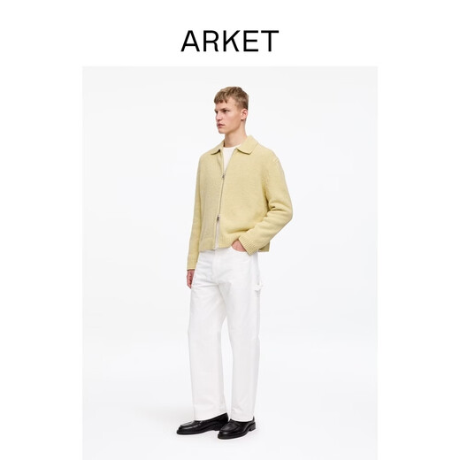 ARKET Men's Cotton Loose Zipper Long Sleeve Knitted Jacket Yellow Spring New Style 1317704001 Yellow M 175/100A