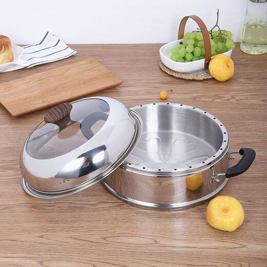 Yong Huan anti-odor steamer steamer rice pot lid household 24CM26CM28CM30 stainless steel lid accessories heightened round anti-scalding diamond handle style 24 cm inner diameter thickened anti-odor steamer lid