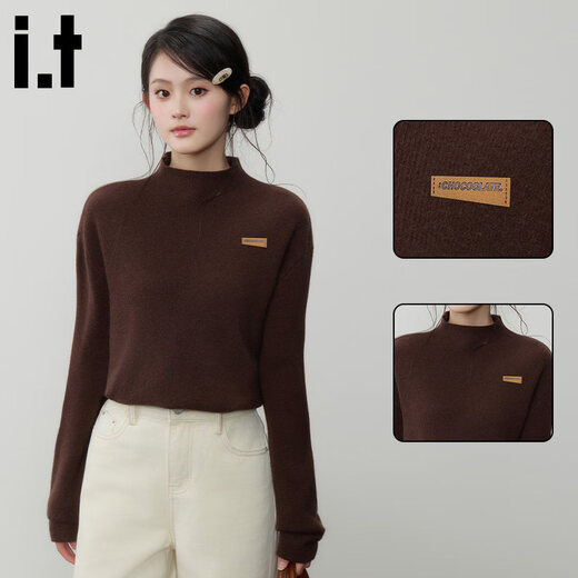 CHOCOOLATE it women's high-end slim fit pullover knitted sweater for women spring American versatile casual bottoming shirt for women light yellow L