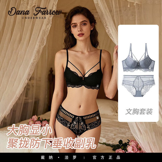 DANA FARROW brand new sexy underwear for women with big breasts, small and thin, push-up anti-sagging, secondary breast push-up, large size bra set, pink - set 70A, one size fits all