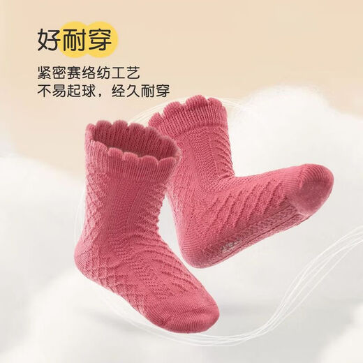 Niduoxiong children's socks girls winter cotton socks baby socks loose mouth baby socks boneless girls socks spring and autumn W3017 pink series autumn and winter 5 pairs 1-3 years old (suitable for feet 12-14cm long)