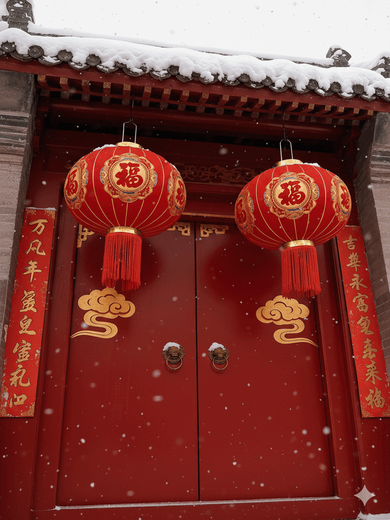 Xushansi New Year's blessing lanterns, red lanterns, housewarming gates, wedding flocking ornaments, a pair of balcony yard outdoor decorations, a pair of 60 gold Caifu (gold beads and tassels)