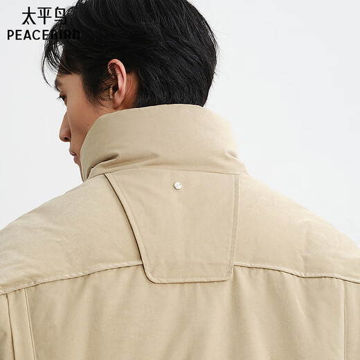 PEACEBIRD Men's Wear Shopping Mall Same Style Stand Collar Down Jacket Winter New Bread Jacket Trend B2ACF4534 Fossil Brown 1 L
