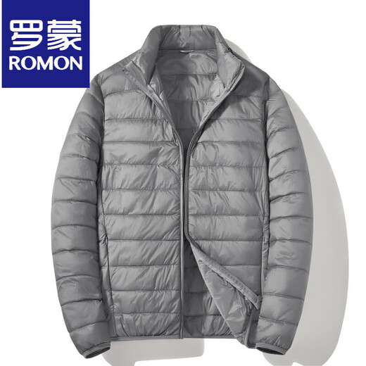 罗蒙（ROMON）轻薄羽绒服男2025年新款90白鸭绒短款便携薄款韩版休闲保暖男外套 灰色 M