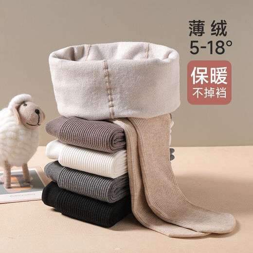 Spring and autumn velvet thickened children's pantyhose thin velvet girls' leggings leggings dance socks one-piece pantyhose B 5508 nine-point oatmeal about 170g 1 piece 6-8 years old (L) recommended height 115-125cm