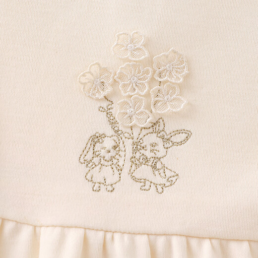 Ying's shopping mall same style children's clothing children's long-sleeved bottoming shirt spring and autumn casual girls' tops versatile new style cream apricot 110 cm