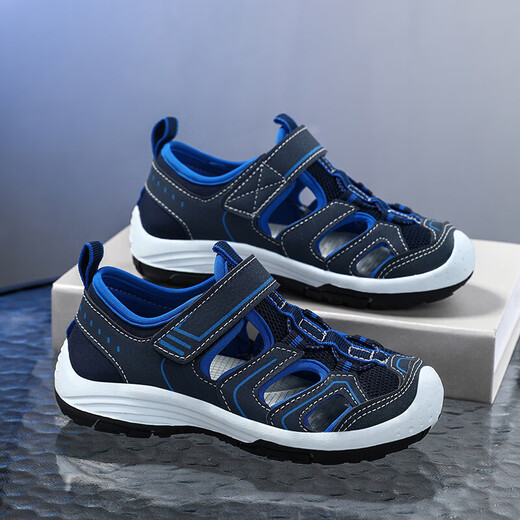 Baotou sandals 2025 summer new non-slip outdoor frame for boys wading sports beach sandals for older children fluorescent green 36