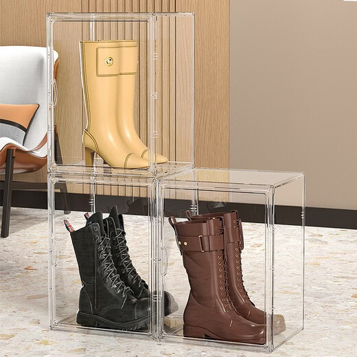 Pupan Acrylic Shoe Box Long Boot Storage Box Fully Transparent Anti-Oxidation Storage Box for Martin Boots to Save Space Extra Large 2 Pack Can Hold High-top Shoes Short Boots Fully Transparent