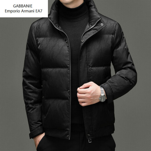 Emporio Armani EA7 Armani winter men's white duck down jacket high-end casual thickened warm short stand-up collar jacket men's fashion black M