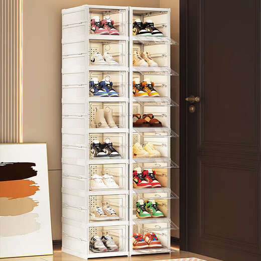 Yusenyi shoe box storage box transparent household door folding shoe cabinet multi-layer shoe rack shoe storage 1 column 8 layers can hold 48 size shoes