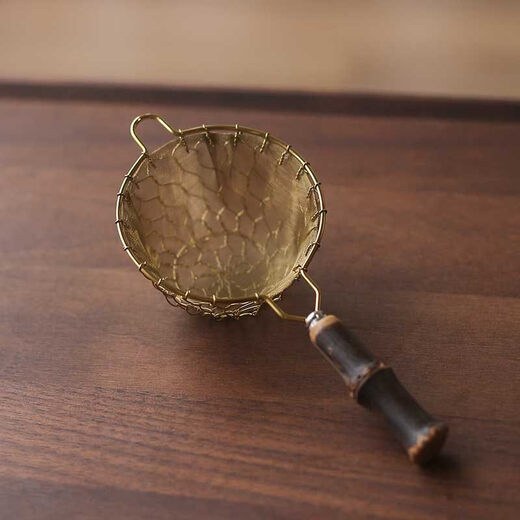 Shijanu's new product, precision double-layered tea strainer, Kung Fu tea set, tea strainer, purple bamboo hand-knitted tea strainer, gold-plated model
