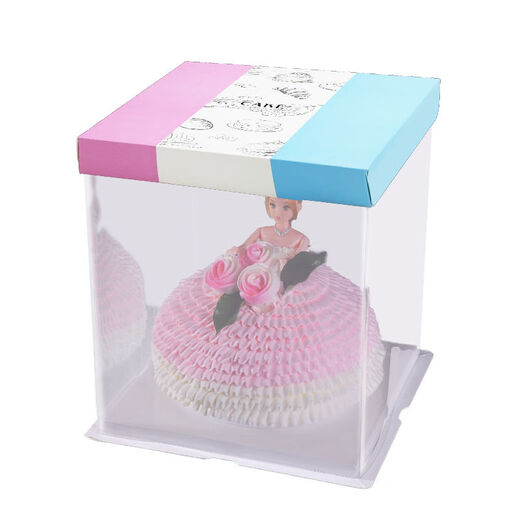 Fantasy birthday cake box 4 inches 6810 inches double layer plus Ming doll square packaging 5 sets 4 inches white plus height 5 sets