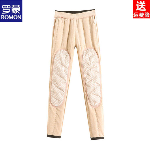 ROMON Camel Down Cotton Pants Women's Winter Outerwear Plus Velvet Thickened Leggings High Waist Large Size Fat mm Down Knee Pads Warm Pants 100% Camel Down Filled Down Knee Pads 850g L 80-100 Jin Jin is equal to 0.5 kg