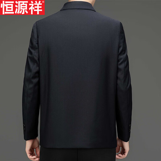 Hengyuanxiang jacket men's 2026 spring and autumn middle-aged and elderly windbreaker business casual loose large size jacket tops for men black 2XL size 185 suitable for 165-175 Jin Jin equals 0.5 kg