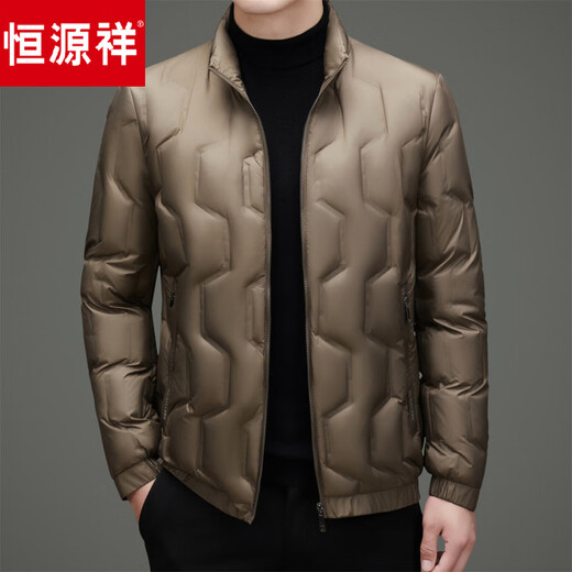 恒源祥轻薄高端男装羽绒服男短款2026冬季新款加厚保暖防寒冬装羽绒外套 蓝色 S 165