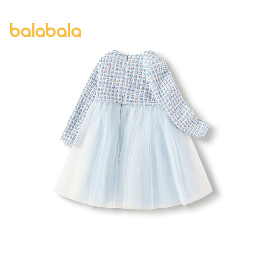 Balabala girls dress small fragrant skirt autumn A-line mesh skirt blue tone 00388 110cm