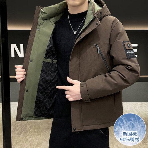 KBXNG Jinba мужская рабочая одежда-пуховик, новая зимняя свободная модная брендовая куртка с капюшоном, морозостойкая и теплая утепленная куртка бордового цвета, L от 130 до 150 Jin Jin равен 0,5 кг