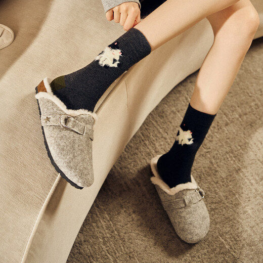 Pami socks for women in spring and summer, cute spring cold-proof thickened black warm stockings, plush thick socks, fried sweetheart-pack of 4 pairs, one size fits all (suitable for sizes 36-39)