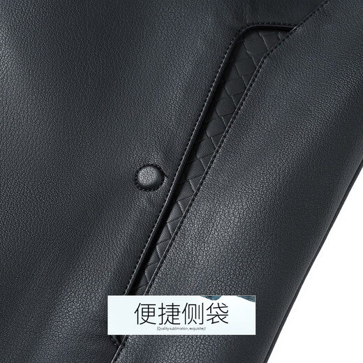 Rich PU leather & velvet thickened winter middle-aged business stand-up collar casual leather jacket jacket men's leather jacket