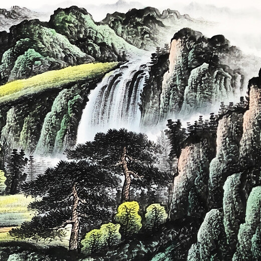 Jinliang Jade Pavilion Sino-American Association Zhang Linguang has a long history Authentic hand-painted celebrity calligraphy and painting Ink painting landscape painting Fengshui painting Zhang Linguang has a long history 175*68 CM