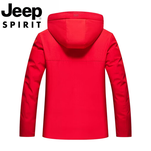 JEEP吉普国际品牌白鸭绒红色羽绒服男冬季短款2025冬季新保暖加厚外套 9161丨中国红丨连帽可拆 新国标90鸭绒 L 175
