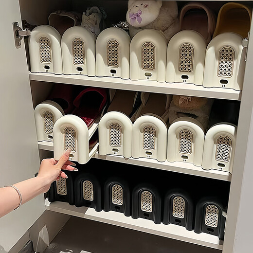 Yusenyi Shoe Storage Artifact Space-saving Shoe Cabinet Organizer Double-layer Shoe Bracket Partition Bracket Simple Light Luxury Home New Style Black 6 Pack