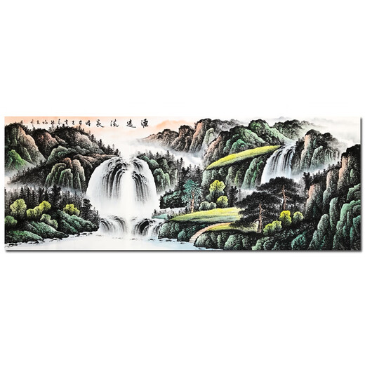 Jinliang Jade Pavilion Sino-American Association Zhang Linguang has a long history Authentic hand-painted celebrity calligraphy and painting Ink painting landscape painting Fengshui painting Zhang Linguang has a long history 175*68 CM