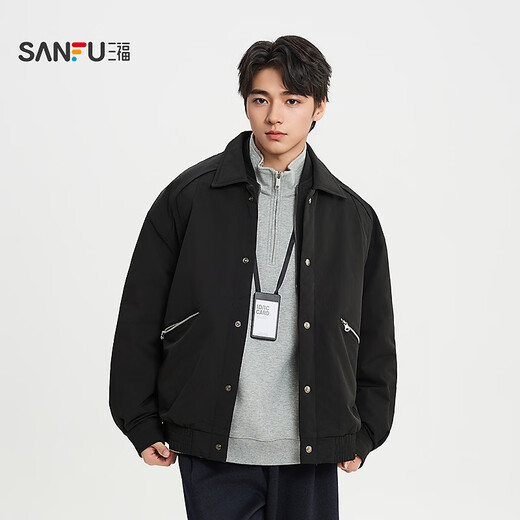 SANFU 2025 Winter Men's Zipper Pocket Down Jacket Fashionable Warm Loose Lapel Jacket 515944 Brown M