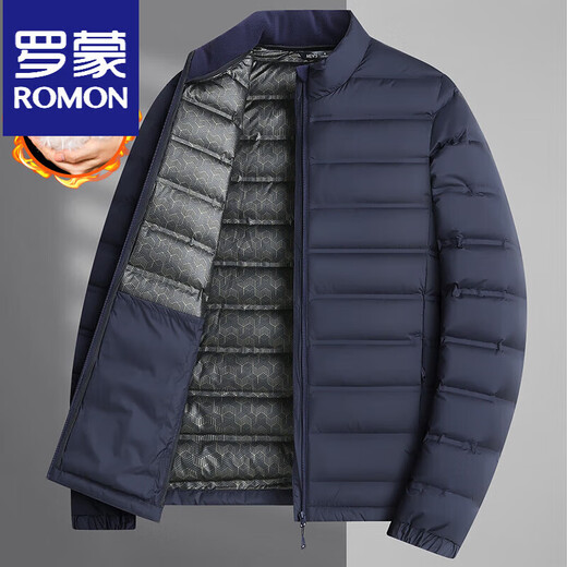 ROMON Fatty Thin Down Jacket Мужская теплая куртка больших размеров Свободная осенне-зимняя тонкая пуховая куртка большого размера с воротником-стойкой черного цвета XL
