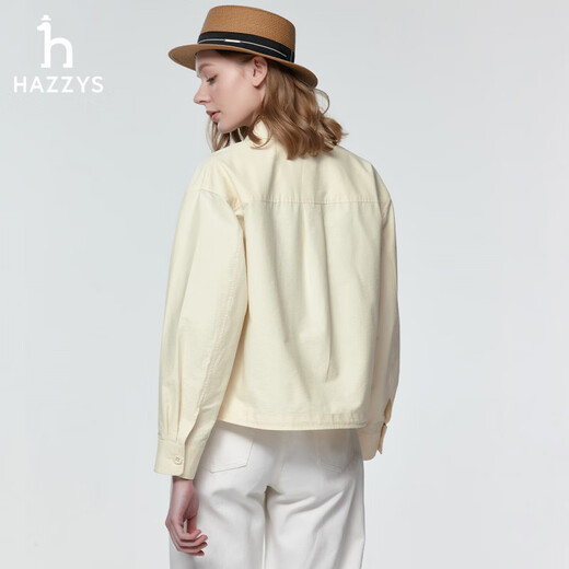 HAZZYS Women's Clothing Spring Women's PHIZ Series Loose Short Shirt Women ASCSK1DAX04 Milky White IV S (155/80A 36)