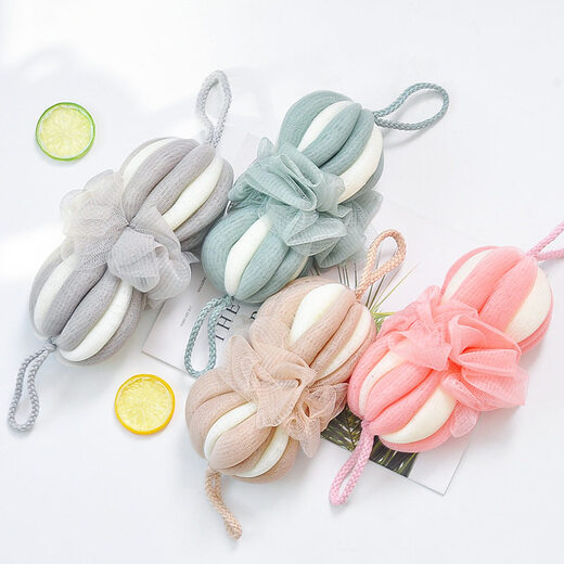 Shantou Lincun Large Colored Bath Ball Stretchable Back Rubber Bath Flower Lake Blue Individual Set