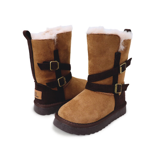 Hello Kitty children's shoes girls snow boots winter plush large cotton warm fashion long cotton boots 8126 camel brown 27