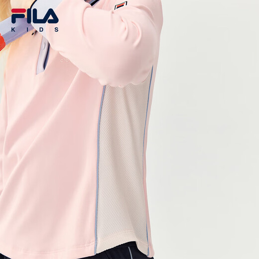 FILA children's clothing long-sleeved T-shirt 2025 winter new style girls and children loose sports POLO shirt hazy pink-LP 120