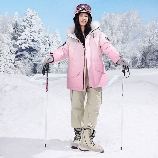 Flying in the Snow Red Book Hot Style Ice and Snow Series Winter New Men's and Women's Raccoon Fur Down Jackets Thick Workwear Skiing Versatile Fashion Cocoa Sunset Powder | 9BV1 S /165/88A