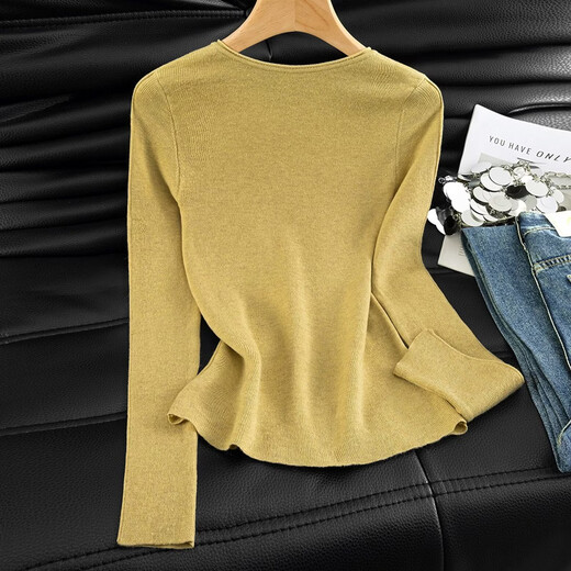 Cypress Sheep Wool Solid Color Knitted Sweater Women's 2026 Spring New Fashion Slim Fit Pullover Top