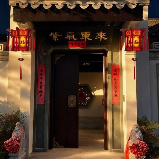 Xu Shansi New Year's hexagonal palace lantern balcony red lantern chandelier Chinese style antique building door hanging decoration wooden door lantern PVC round lantern 10 inches 10 styles one pair