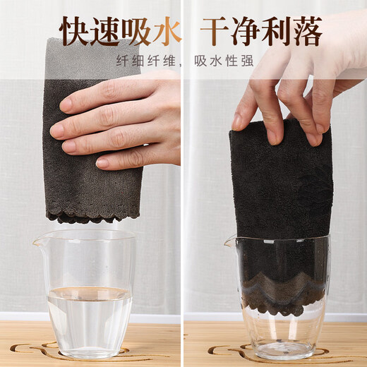 Xushansi cotton and linen tea towel thickened absorbent tea cloth tea table rag tea table special towel household Zen tea cloth pad lotus tea towel (grey) 18