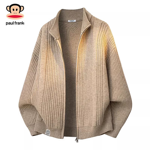 Big mouth monkey (paul frank) Japanese retro casual stand-up collar cardigan sweater for men 2026 spring new loose warm comfortable fashionable top Jiangxue color official authentic M recommended 100-120Jin Jin equals 0.5 kg