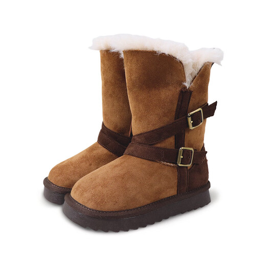 Hello Kitty children's shoes girls snow boots winter plush large cotton warm fashion long cotton boots 8126 camel brown 27