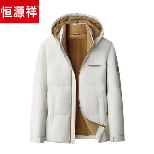 Hengyuanxiang зимний пуховик мужской с капюшоном утолщенный теплый утиный пуховик повседневная мужская короткая морозостойкая одежда молодого и среднего возраста модный имбирь M 170