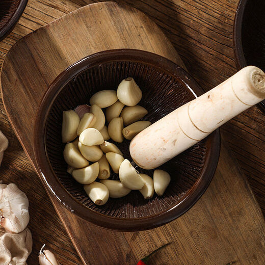 Fantasy old-fashioned hammer household garlic pounder, pepper preserved egg, tea bowl, baby grinder, rice paste ceramic masher, 12cm hammer with stick
