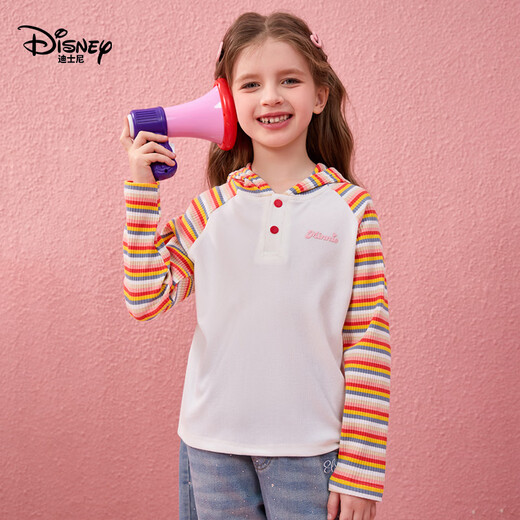Disney children's T-shirt long-sleeved baby bottoming shirt children's 2026 spring new children's clothing hooded striped all-match top
