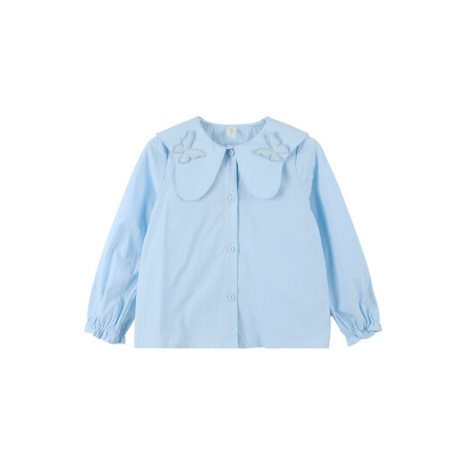 Xiaoyinman Inman children's clothing girls pure cotton shirt three-dimensional bow 26 spring spring collar casual top for children and middle-aged children light blue 105