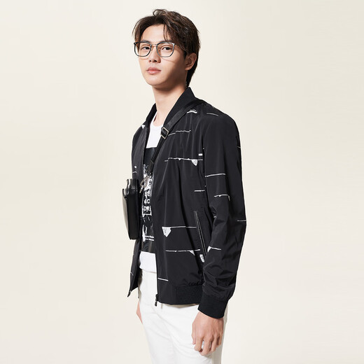 SHANSHAN Autumn Men's Breathable Jacket Business Casual Windproof Baseball Collar Outdoor Jacket Black 2XL