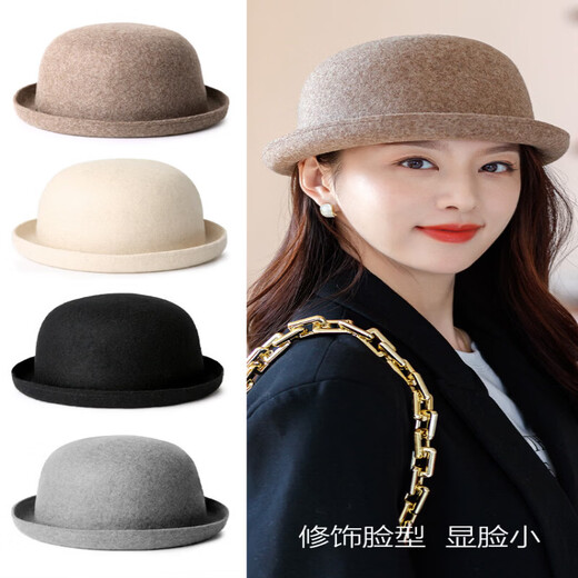Woodpecker (TUCANO) Wool Fisherman Hat Women's 2025 New Autumn and Winter Cold Big Head Hat Fashion Trend Elegant * Khaki (High Quality - Wool) One Size for Adults (Adjustable Hat Circumference 55-58cm)