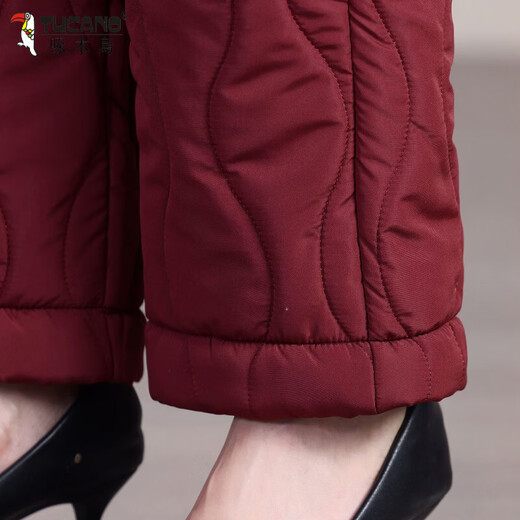 Woodpecker's new winter velvet thickened cotton pants for women, grandma's pants, elastic waist to keep warm, elderly mothers' outer wear, solid color, black, XL, recommended 85-100Jin, Jin equals 0.5kg
